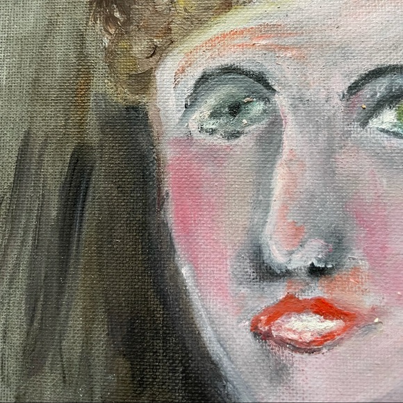 SOLD Vintage Unfinished Original Oil Painting of Victorian Lady (Lowkey Creepy) - Picture 5 of 8